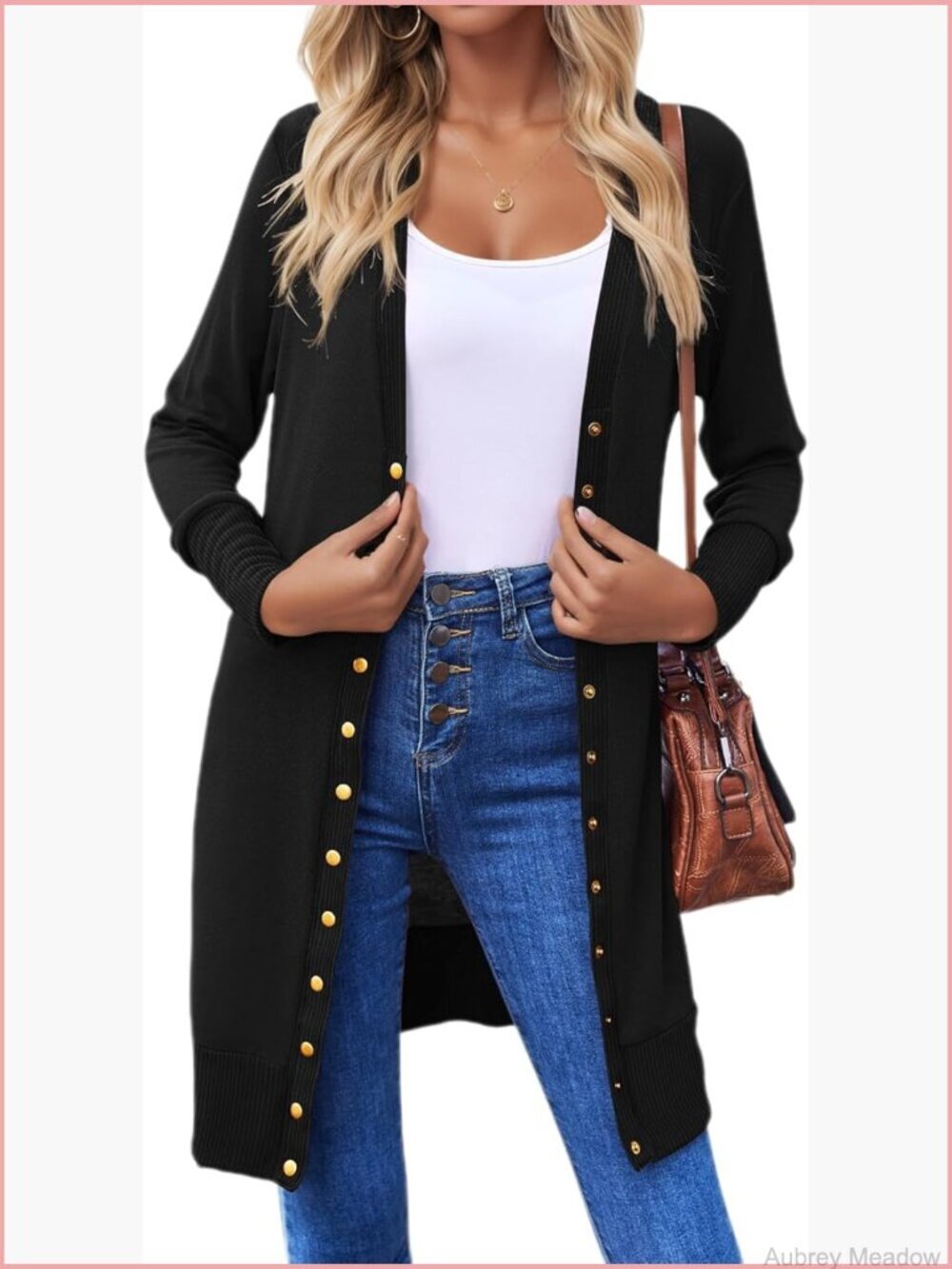 Lightweight Ribbed Knit V-Neck Button Down Cardigan Long Sleeve